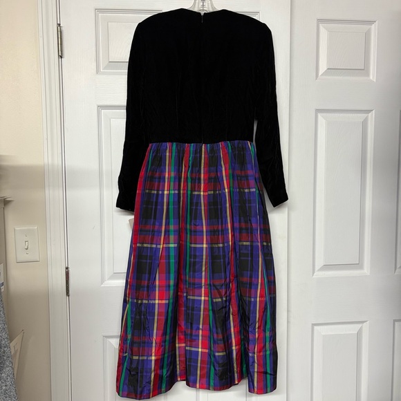 Vintage Talbots Holiday Maxi Dress Velvet Tartan Plaid Taffeta Crinoline Sz 10 - Picture 5 of 6